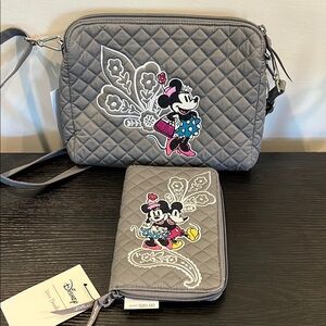 Disney Gray Minnie Mouse Crossbody Bag Quilted with RFID wallet Vera Bradley